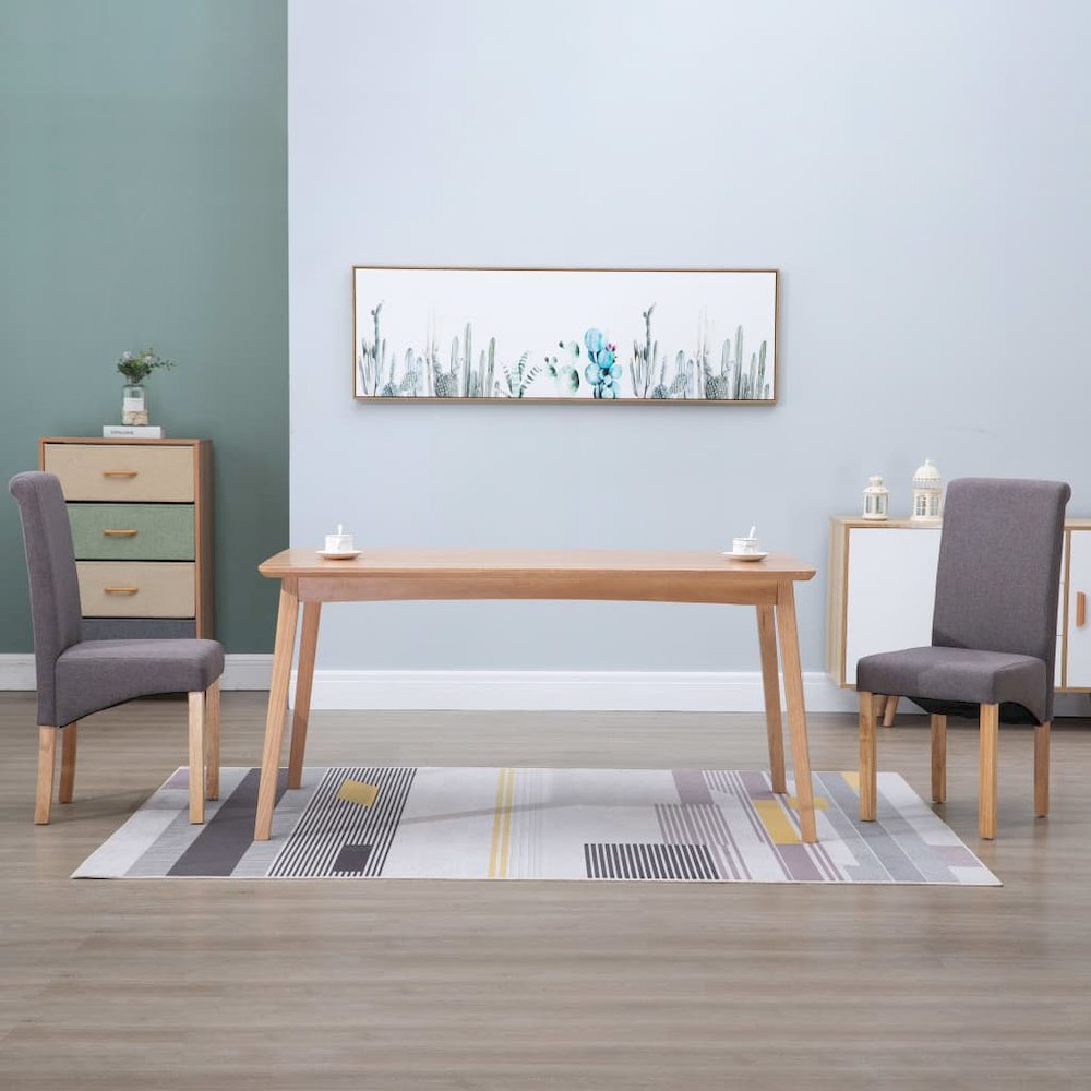 Dining Chair Set of 2 Taupe Fabric and wood Regular Ergonomic