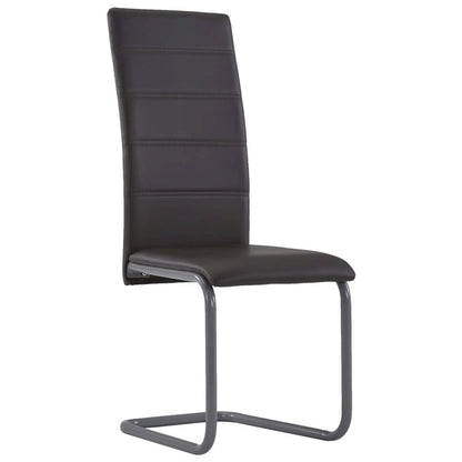 Dining Chair Set of 4 Brown Faux leather and steel Standard