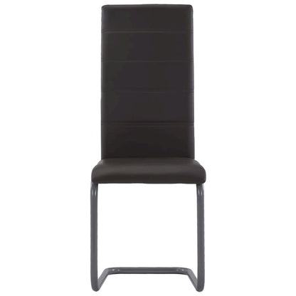 Dining Chair Set of 4 Brown Faux leather and steel Standard