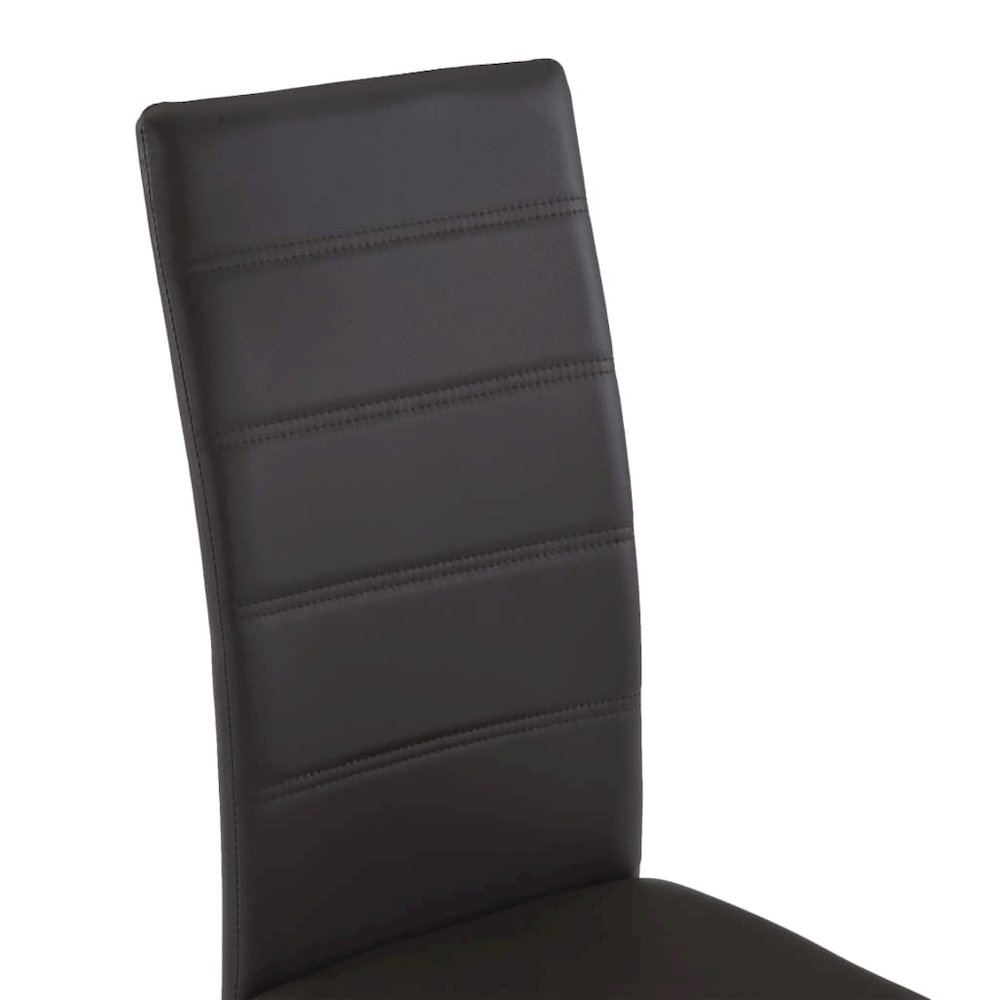 Dining Chair Set of 4 Brown Faux leather and steel Standard
