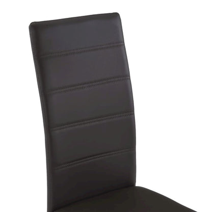 Dining Chair Set of 4 Brown Faux leather and steel Standard