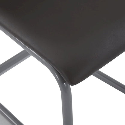 Dining Chair Set of 4 Brown Faux leather and steel Standard