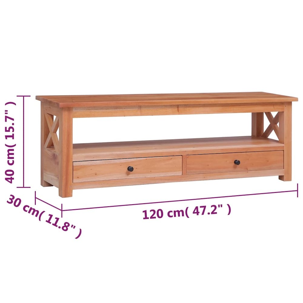 TV Cabinet Natural Solid mahogany wood 47.2 in Length TV Cabinet