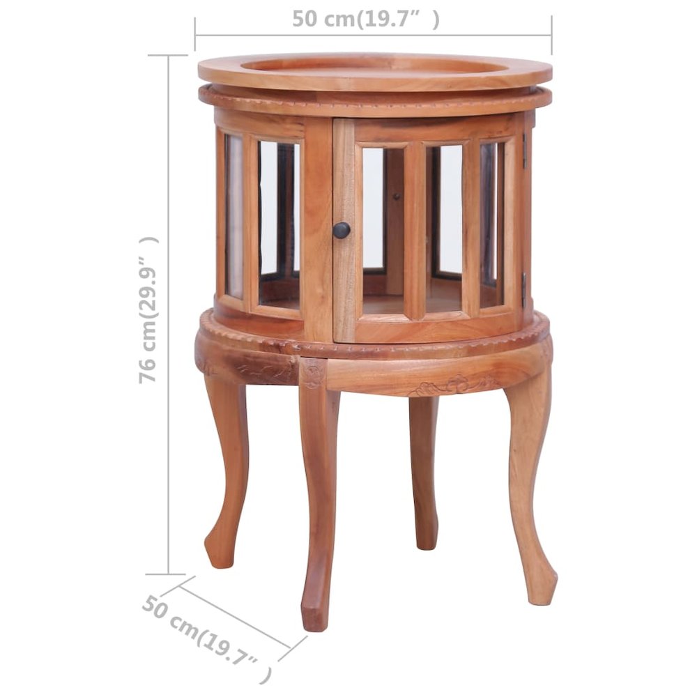 vidaXL Vitrine Cabinet Natural 19.7"x19.7"x29.9" Solid Mahogany Wood, 283844