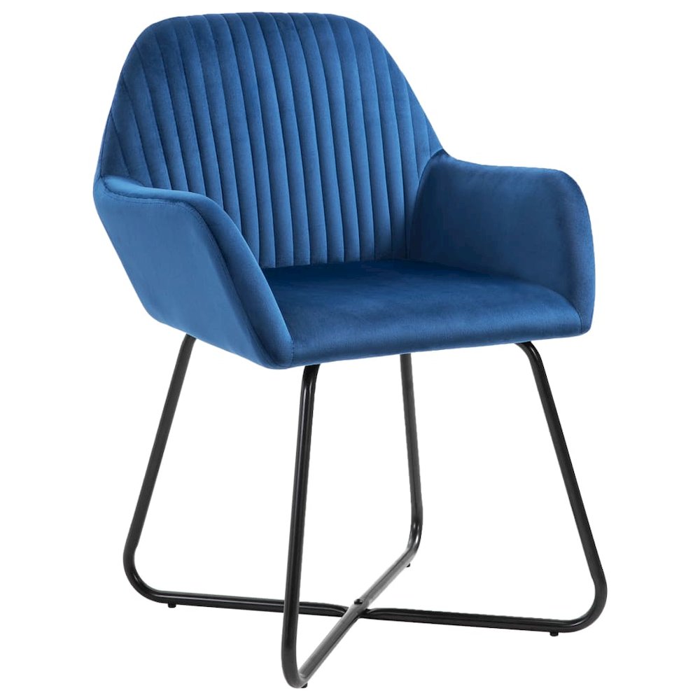 Dining Chair Set of 2 Blue Velvet, Powder-Coated Steel Standard