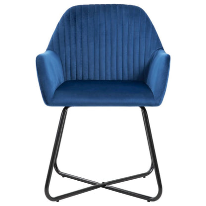 Dining Chair Set of 2 Blue Velvet, Powder-Coated Steel Standard