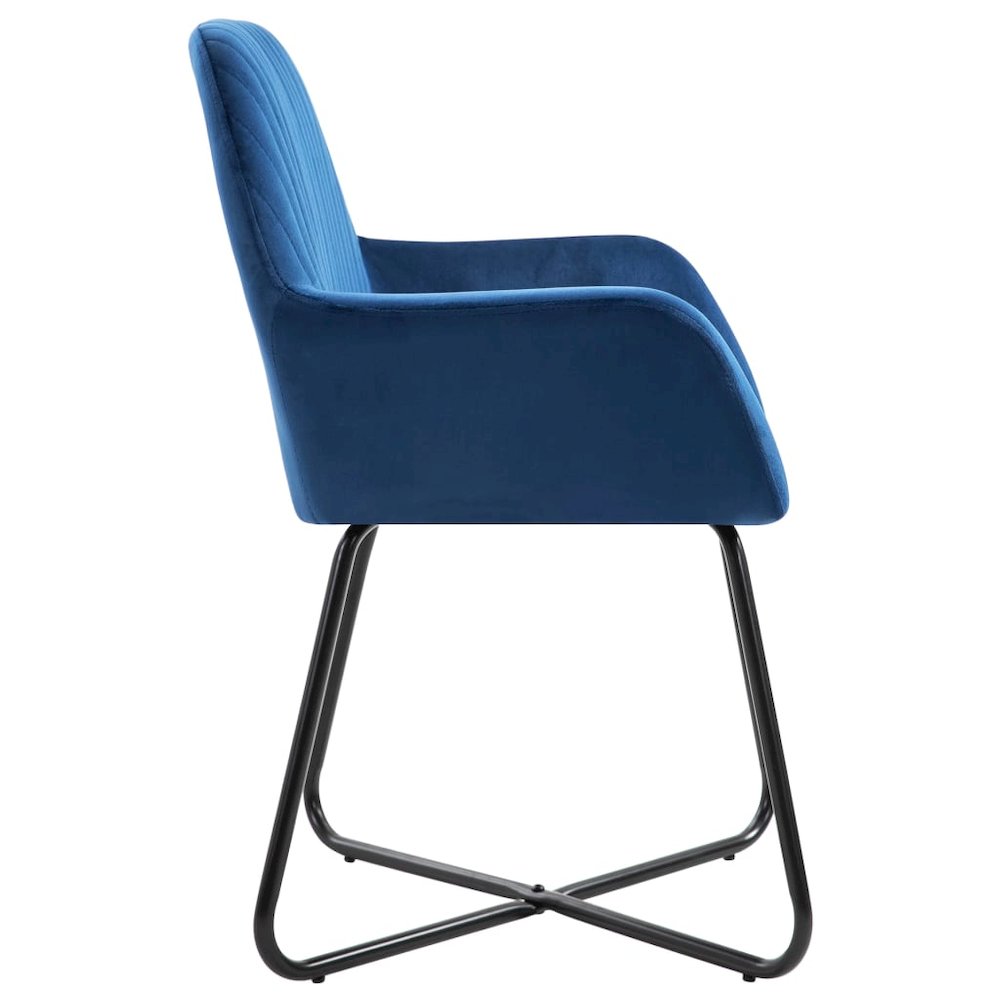 Dining Chair Set of 2 Blue Velvet, Powder-Coated Steel Standard