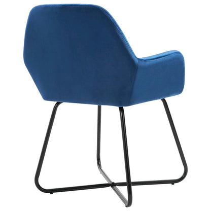 Dining Chair Set of 2 Blue Velvet, Powder-Coated Steel Standard