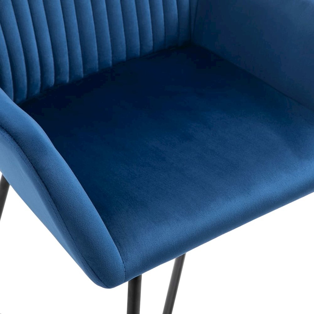 Dining Chair Set of 2 Blue Velvet, Powder-Coated Steel Standard