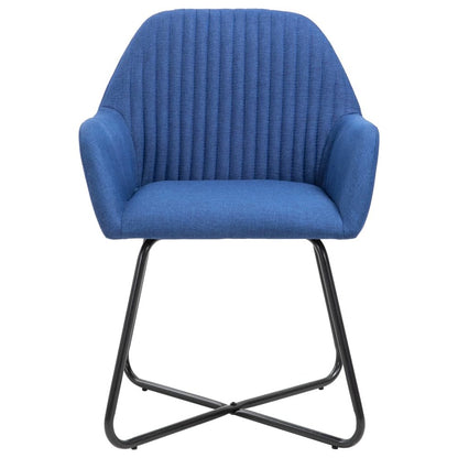 Dining Chair Set of 2 Blue Polyester and powder-coated steel