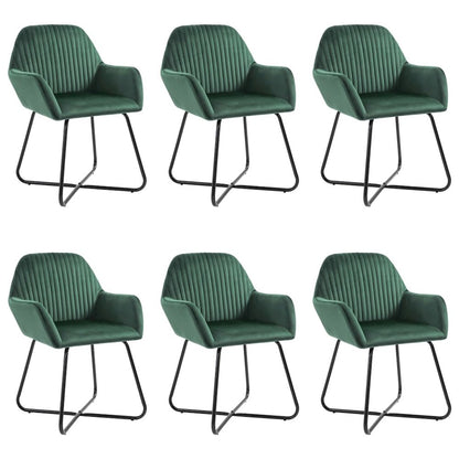 Dining Chair Set of 6 Green Velvet, Powder-Coated Steel Standard