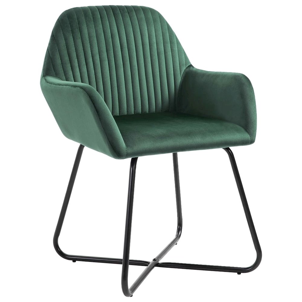 Dining Chair Set of 6 Green Velvet, Powder-Coated Steel Standard