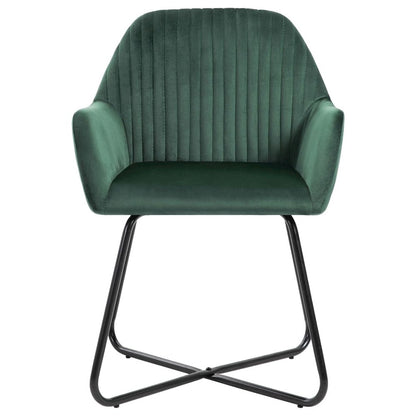 Dining Chair Set of 6 Green Velvet, Powder-Coated Steel Standard
