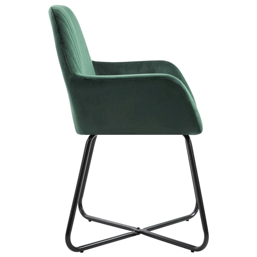 Dining Chair Set of 6 Green Velvet, Powder-Coated Steel Standard