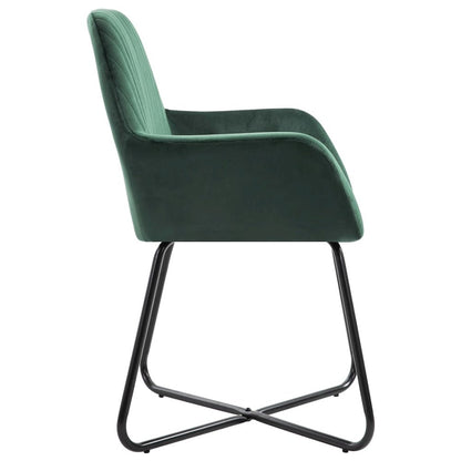 Dining Chair Set of 6 Green Velvet, Powder-Coated Steel Standard