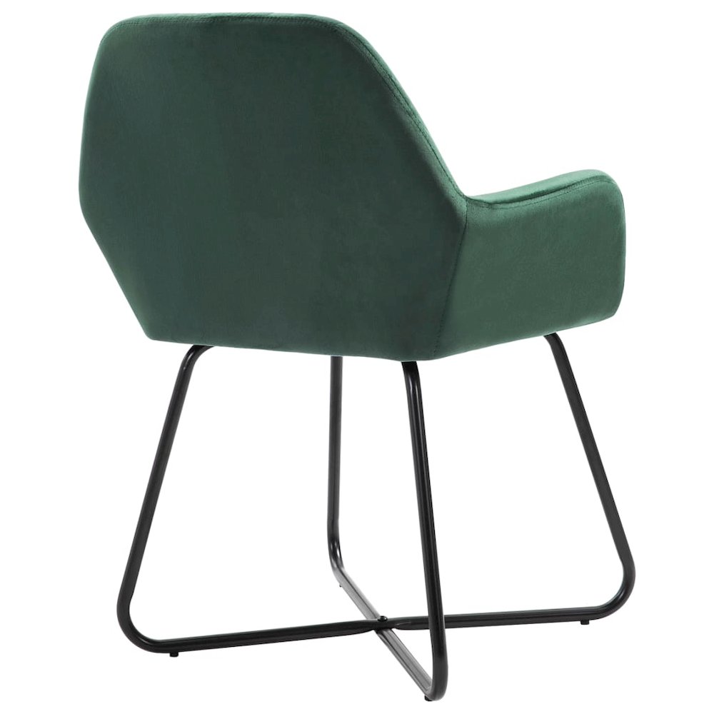 Dining Chair Set of 6 Green Velvet, Powder-Coated Steel Standard