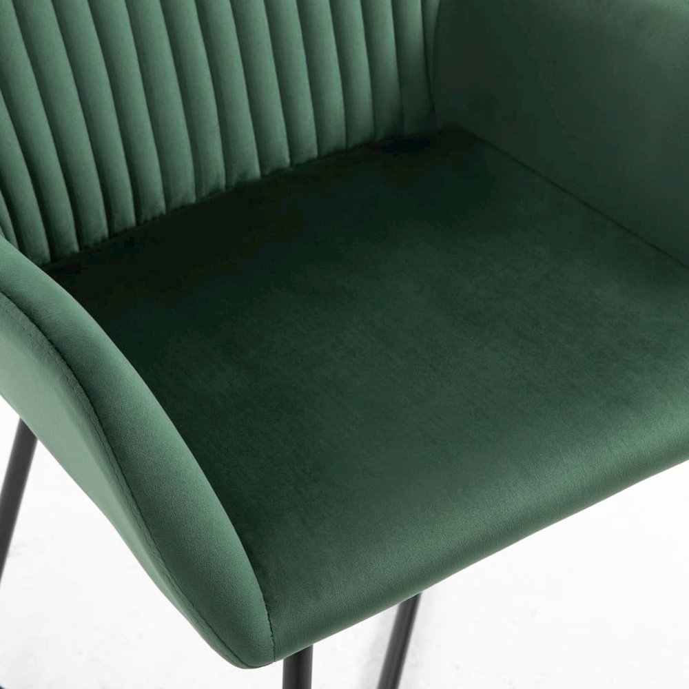 Dining Chair Set of 6 Green Velvet, Powder-Coated Steel Standard