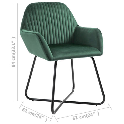 Dining Chair Set of 6 Green Velvet, Powder-Coated Steel Standard