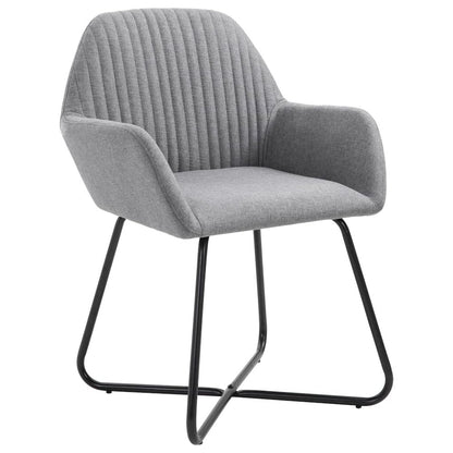 Dining Chair Set of 4 Light Grey Fabric and powder-coated steel