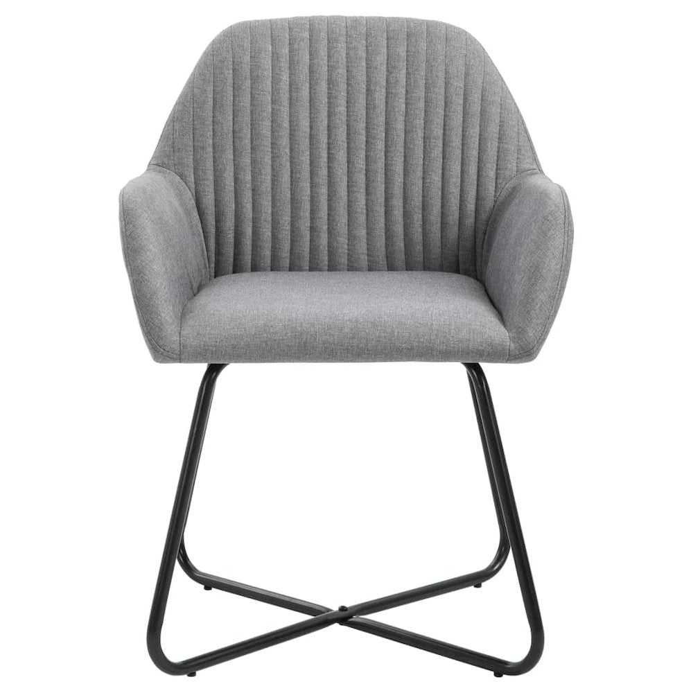 Dining Chair Set of 4 Light Grey Fabric and powder-coated steel