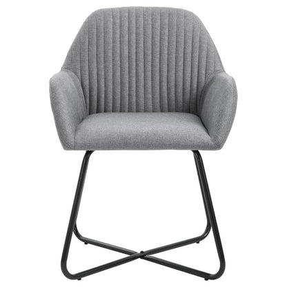 Dining Chair Set of 4 Light Grey Fabric and powder-coated steel