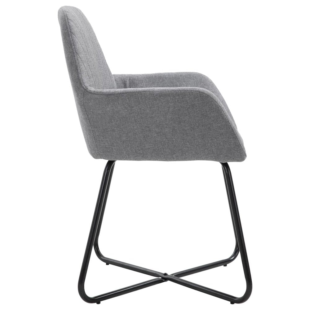 Dining Chair Set of 4 Light Grey Fabric and powder-coated steel