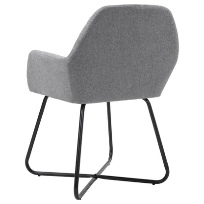 Dining Chair Set of 4 Light Grey Fabric and powder-coated steel