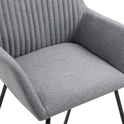 Dining Chair Set of 4 Light Grey Fabric and powder-coated steel