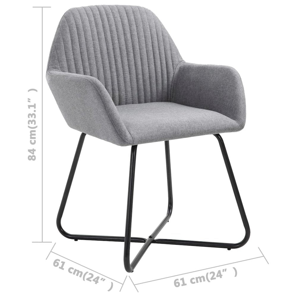 Dining Chair Set of 4 Light Grey Fabric and powder-coated steel