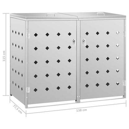 Double Wheelie Bin Shed 63.4 gal Stainless Steel