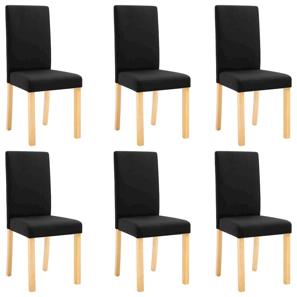 Dining Chair Set of 6 Black Fabric Standard Ergonomic