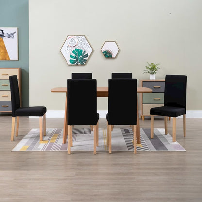 Dining Chair Set of 6 Black Fabric Standard Ergonomic