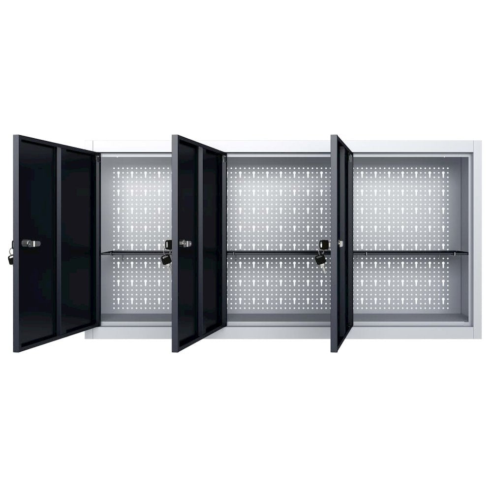 vidaXL Wall Mounted Tool Cabinet Industrial Style Metal Gray and Black, 145353