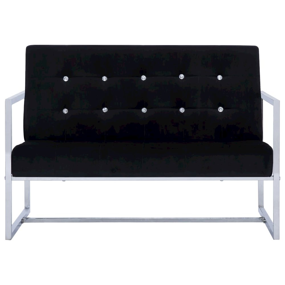 Armchair Black Velvet, Chrome, Wood Standard Durable Loveseat