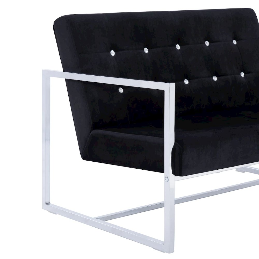 Armchair Black Velvet, Chrome, Wood Standard Durable Loveseat