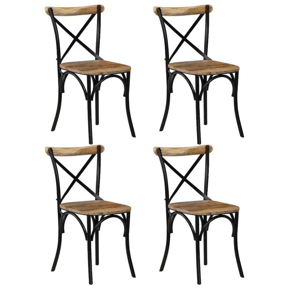 Cross Chair Set of 4 Multicolor Solid mango wood, Steel Standard