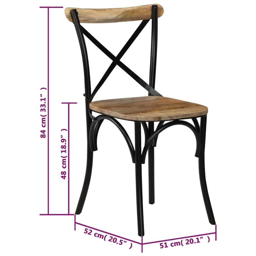 Cross Chair Set of 4 Multicolor Solid mango wood, Steel Standard