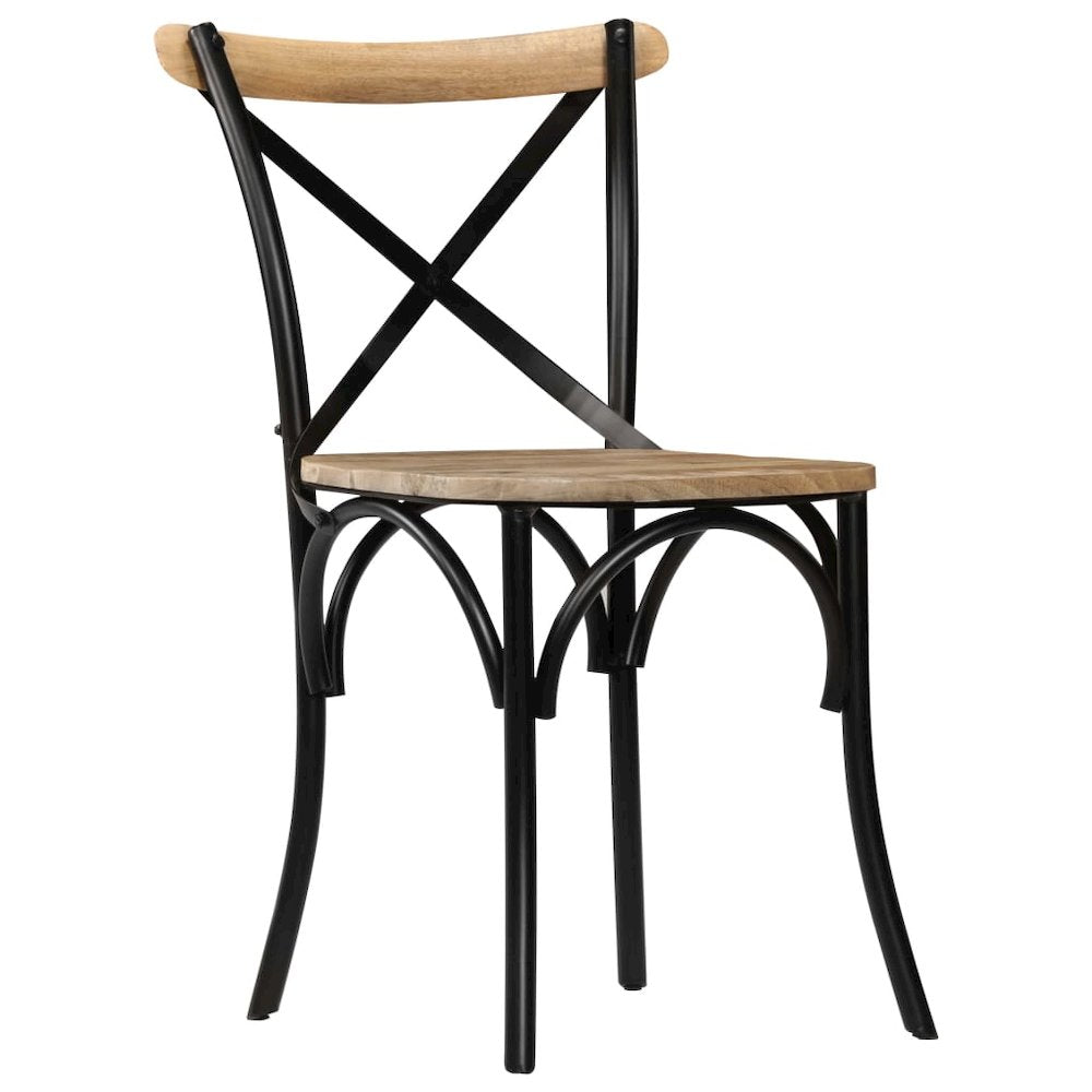 Cross Chair Set of 4 Multicolor Solid mango wood, Steel Standard