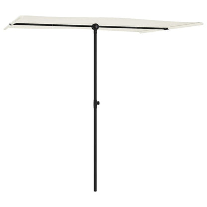 Garden Umbrella Sand White Polyester, Aluminum 6.6 x 4.9 ft