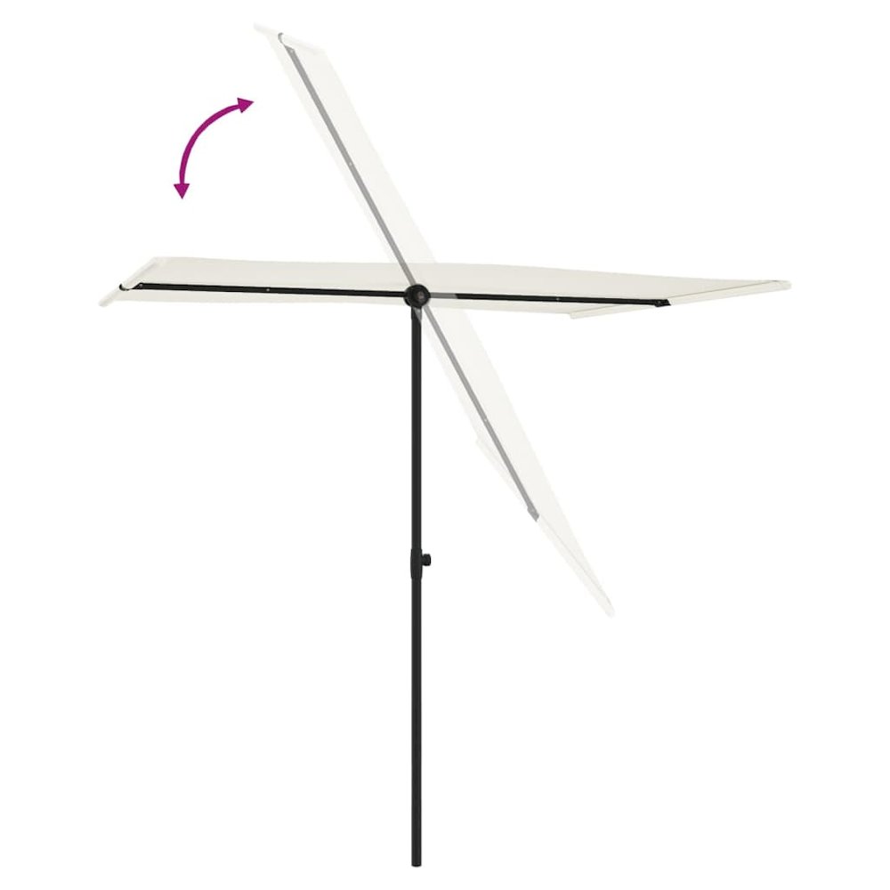 Garden Umbrella Sand White Polyester, Aluminum 6.6 x 4.9 ft