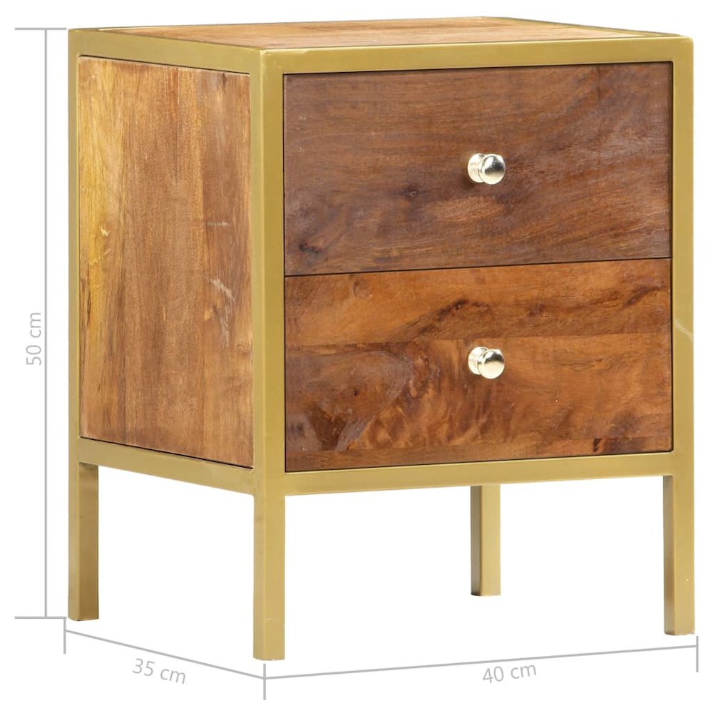 Bedside Cabinet Brown Solid Mango Wood Medium Storage