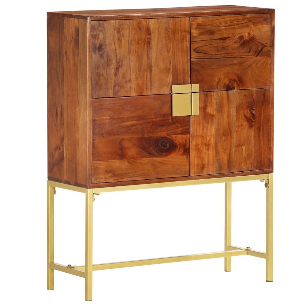 Highboard Brown and Golden Solid Acacia Wood 31.5 x 11.8 x 39.4 in