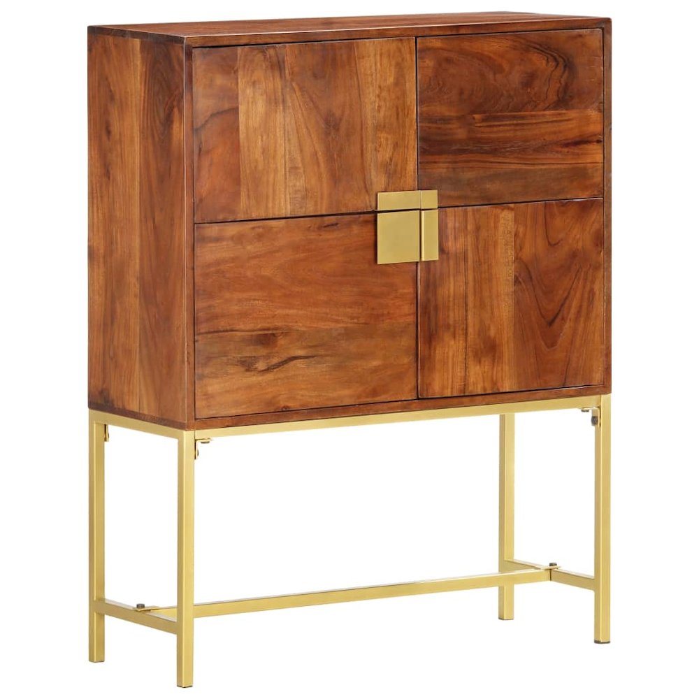 Highboard Brown and Golden Solid Acacia Wood 31.5 x 11.8 x 39.4 in