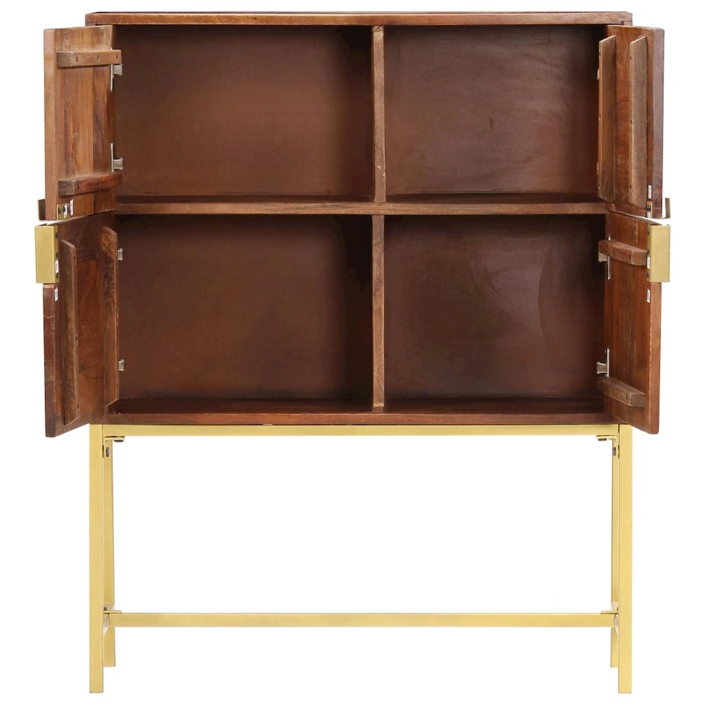 Highboard Brown and Golden Solid Acacia Wood 31.5 x 11.8 x 39.4 in