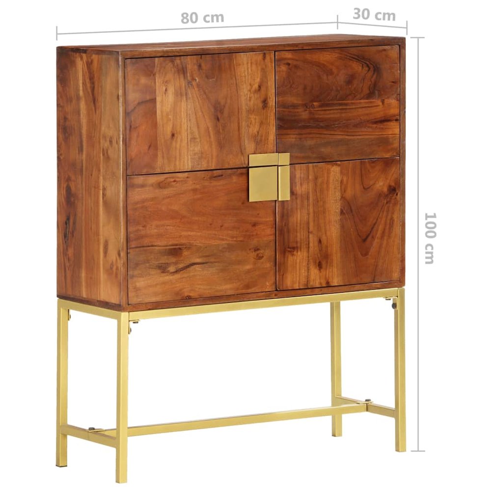 Highboard Brown and Golden Solid Acacia Wood 31.5 x 11.8 x 39.4 in
