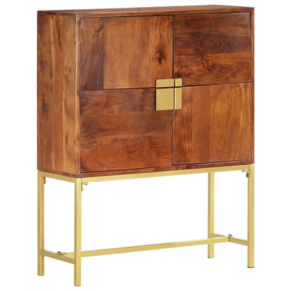 Highboard Brown and Golden Solid Acacia Wood 31.5 x 11.8 x 39.4 in