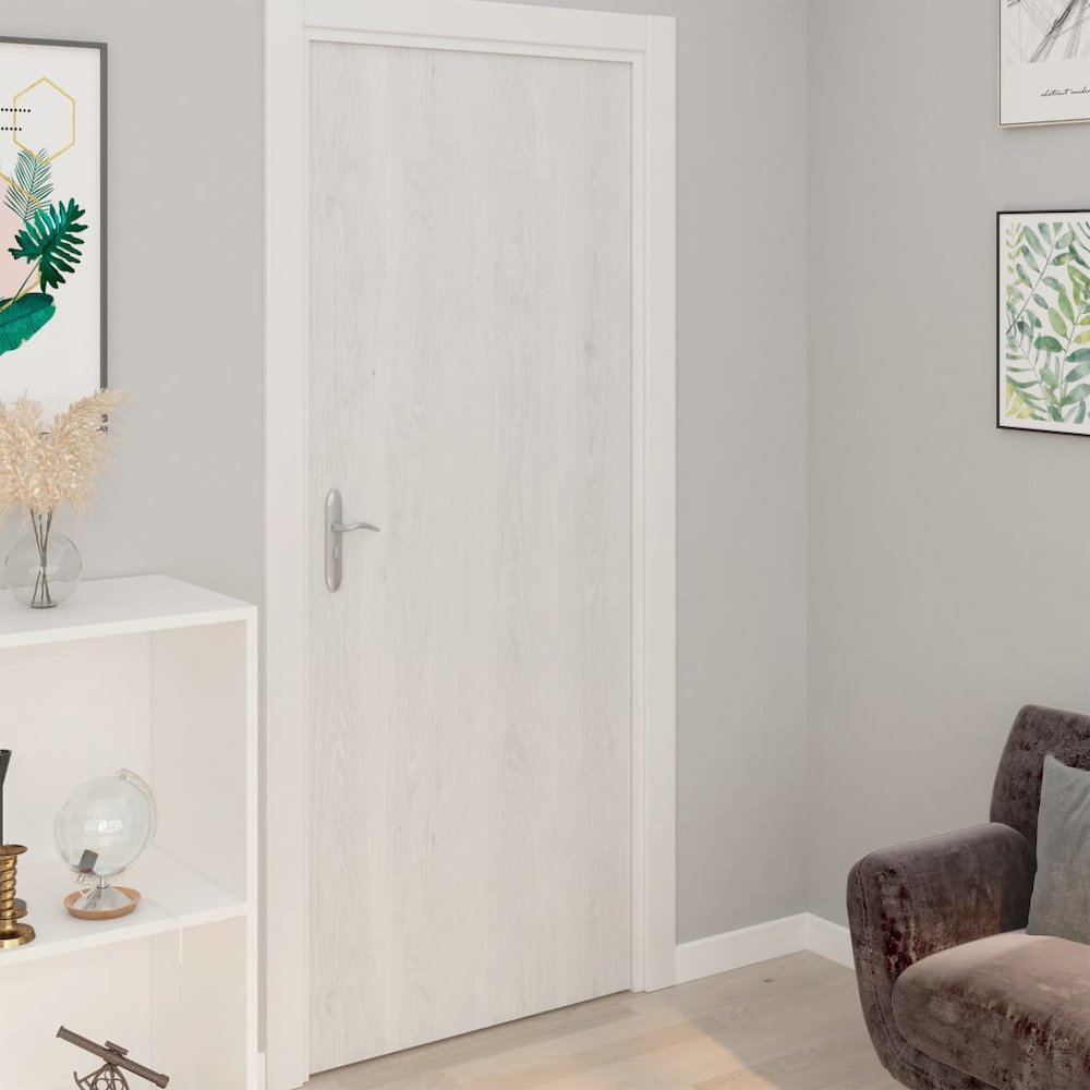 Adhesive Door Film Set of 2 White wood PVC 82.7 x 35.4 in