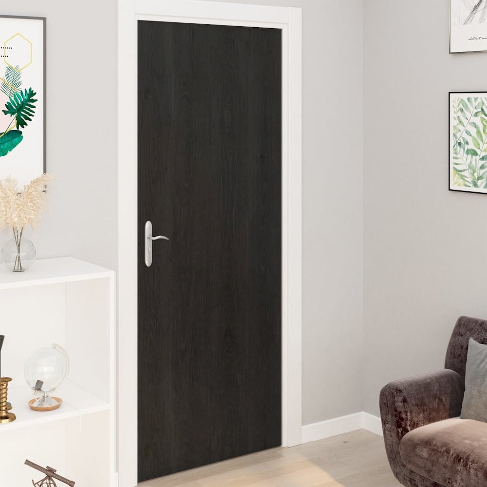 Door Film Dark Wood PVC 197 x 35.4 in Decorative Inlays