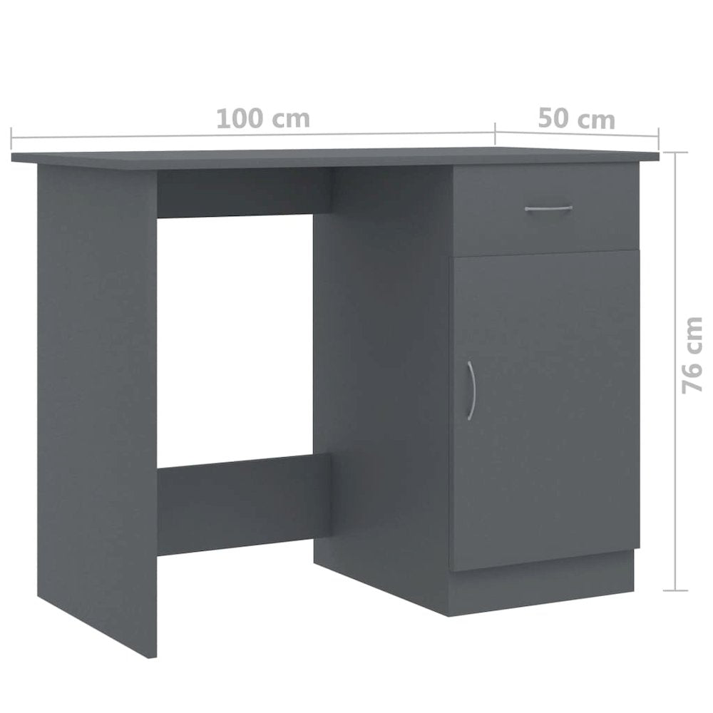 vidaXL Desk Gray 39.4"x19.7"x29.9" Chipboard, 801082