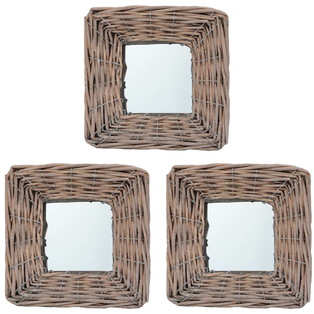 Mirror Natural rattan color Rattan and Glass 5.9 x 5.9 in